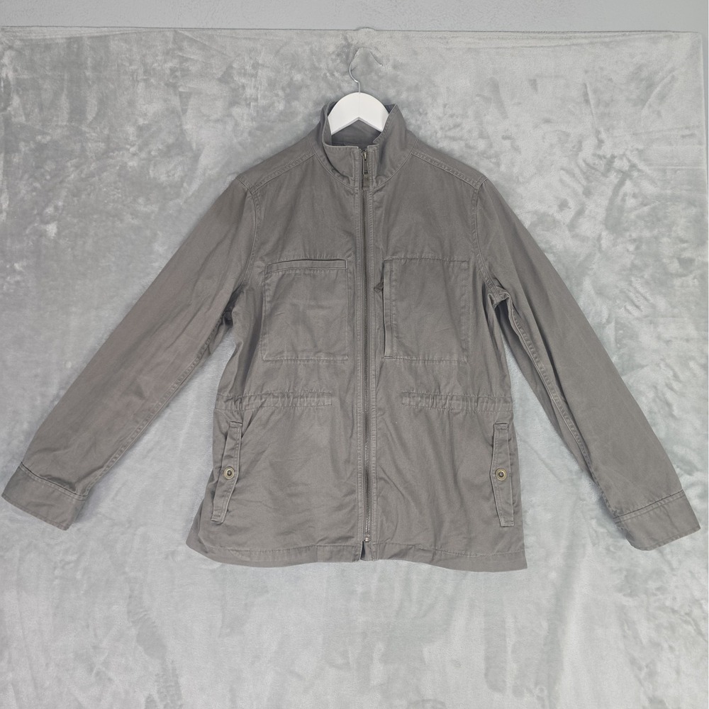 Garnet Hill Organic Cotton Cargo Jacket 12 Grey Gorpcore Utility Minimalist
